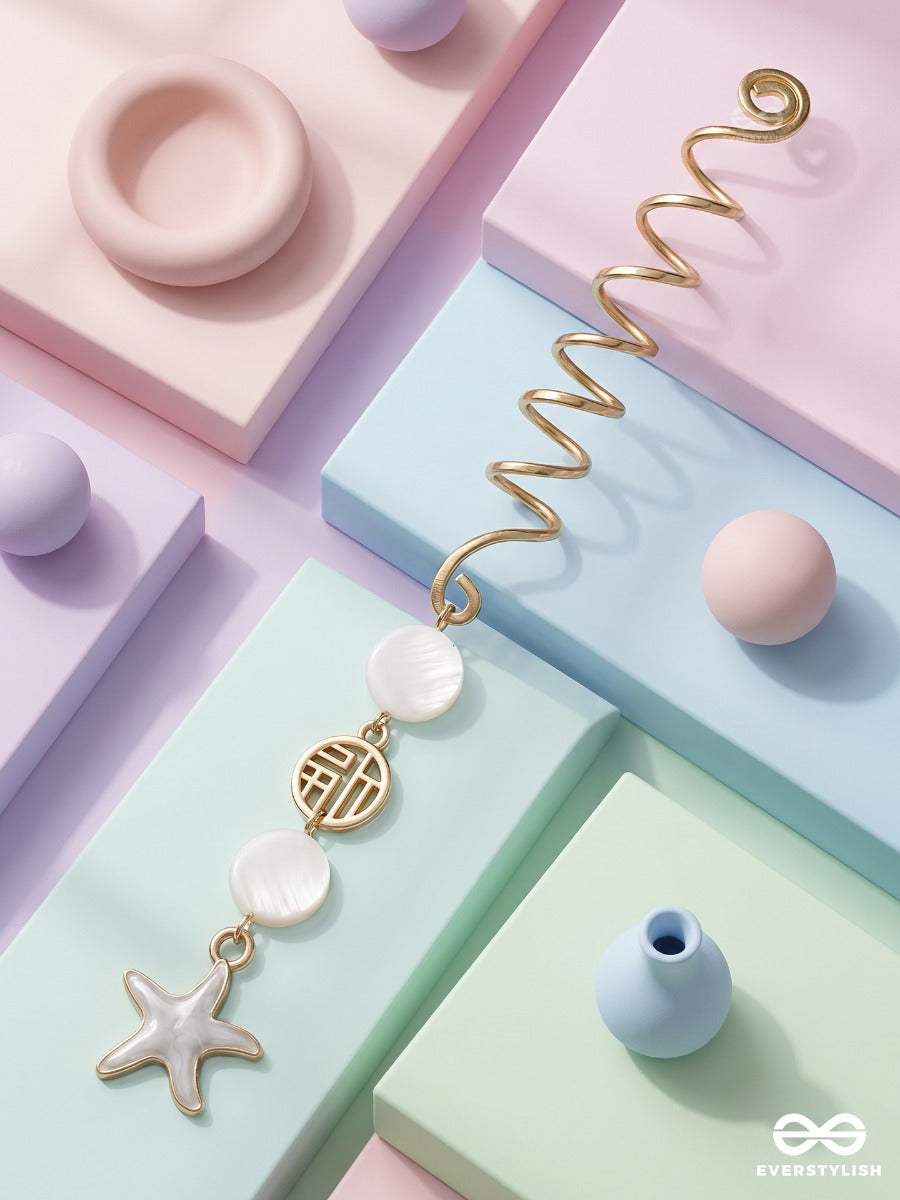 Turtle Whirl – Trendy Braidlet With Sea-Inspired Pearl And Star Charm Details