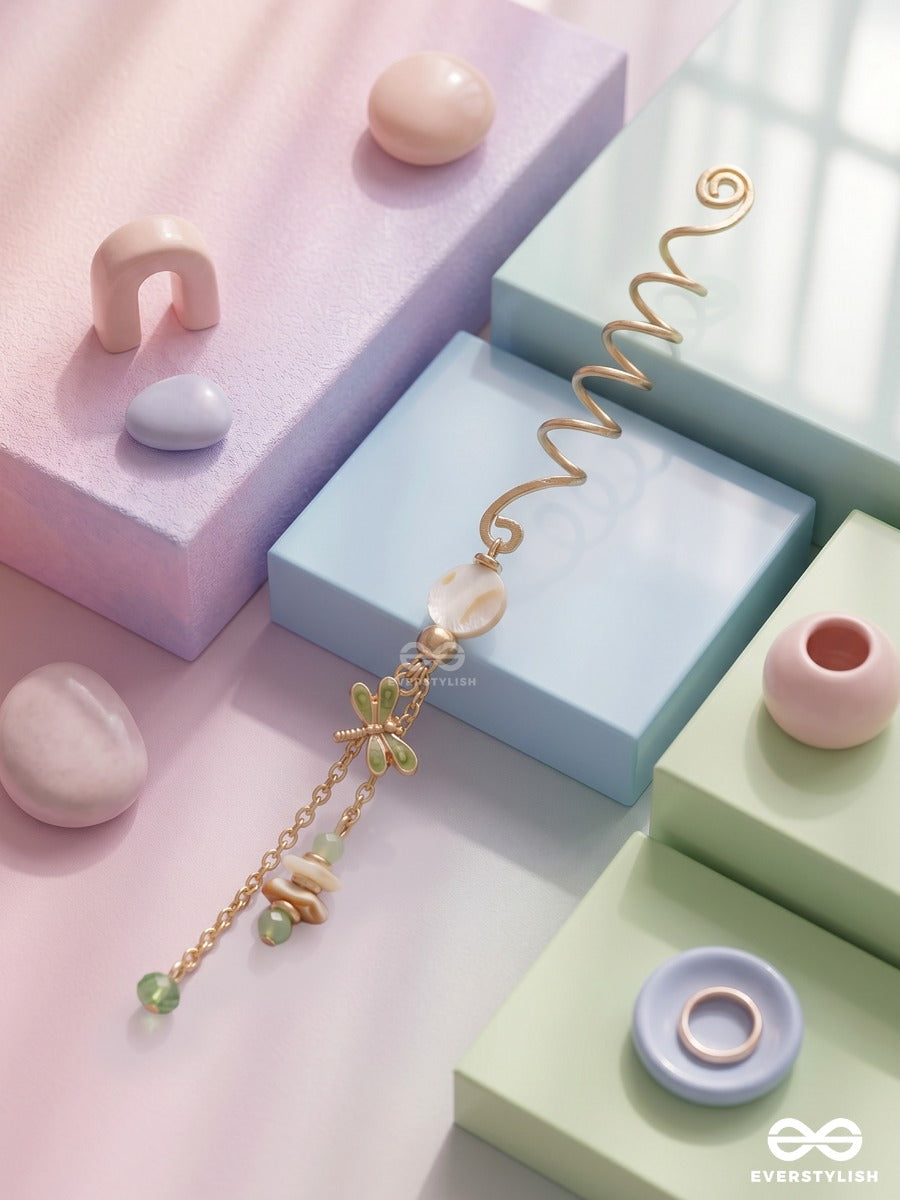 Fern Drizzle – Elegant Braidlet With Green Bead Hangings