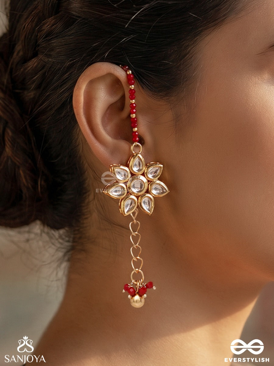Tarangrekha – Flowing Line – Elegant Long Earrings With An Elongated Form, Decorative Top Detail And Dainty Drop Accents