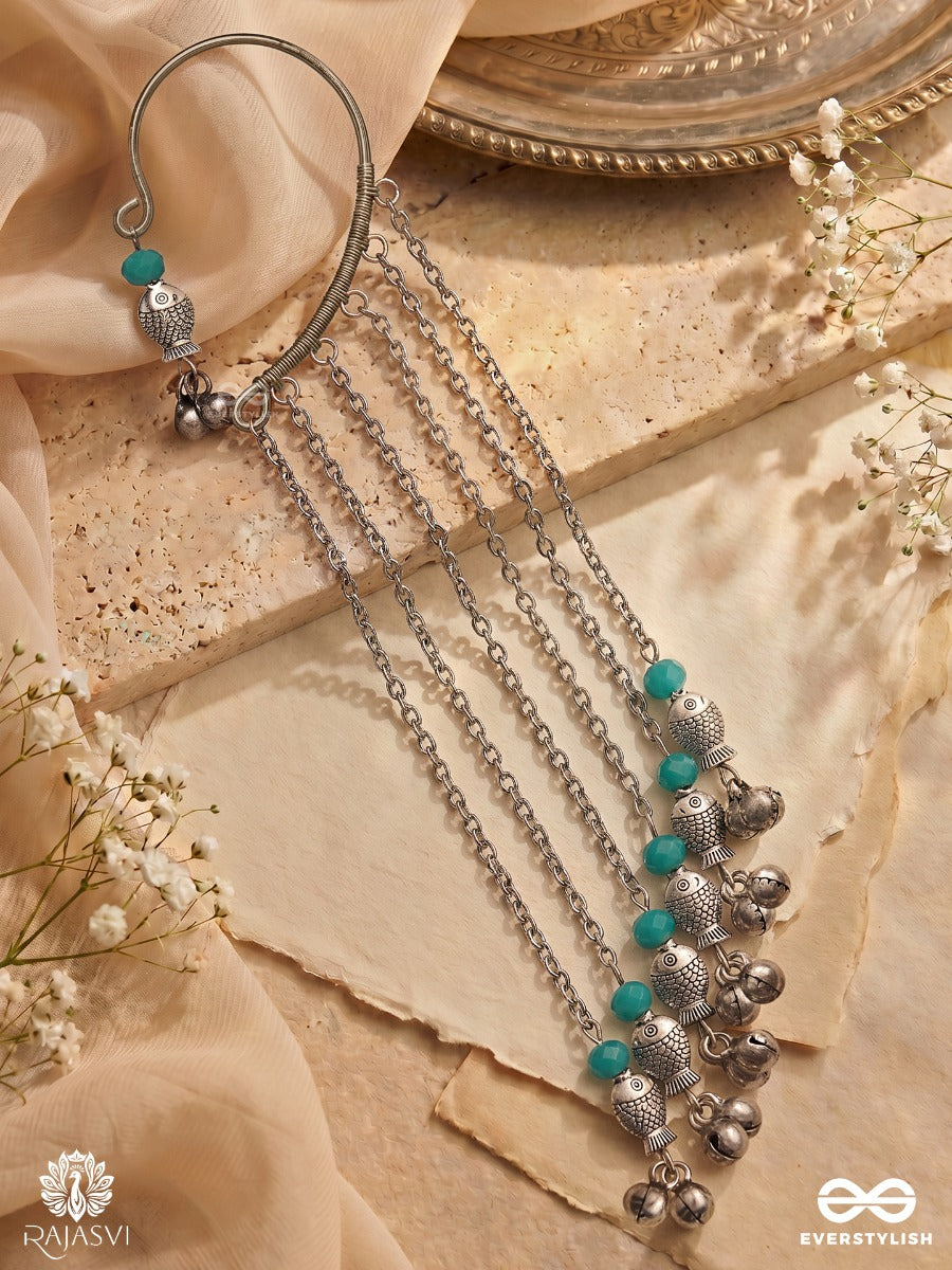 Mint Tinkle – Dangling Earcuff With Turquoise Beads