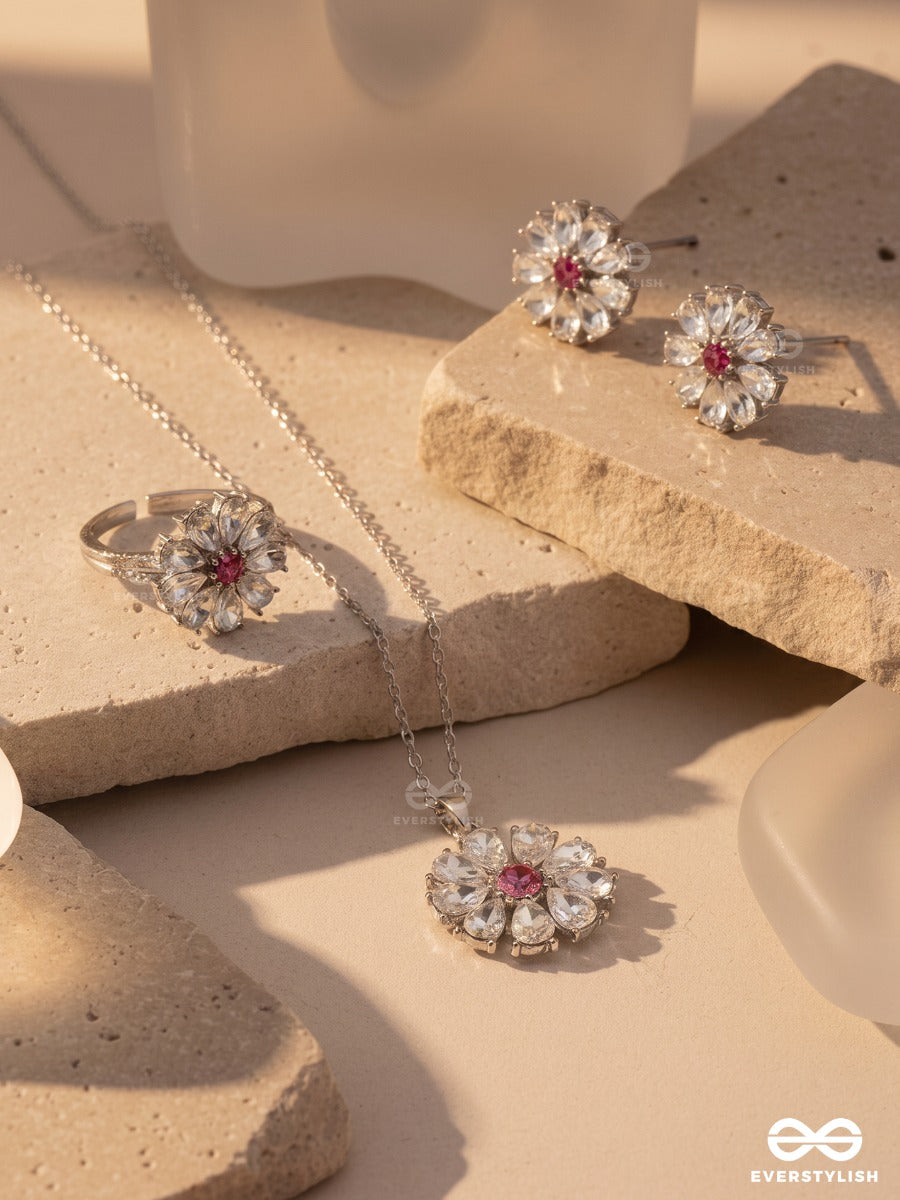 Camelia Star – Crystal Flower Necklace Ring Earrings Set