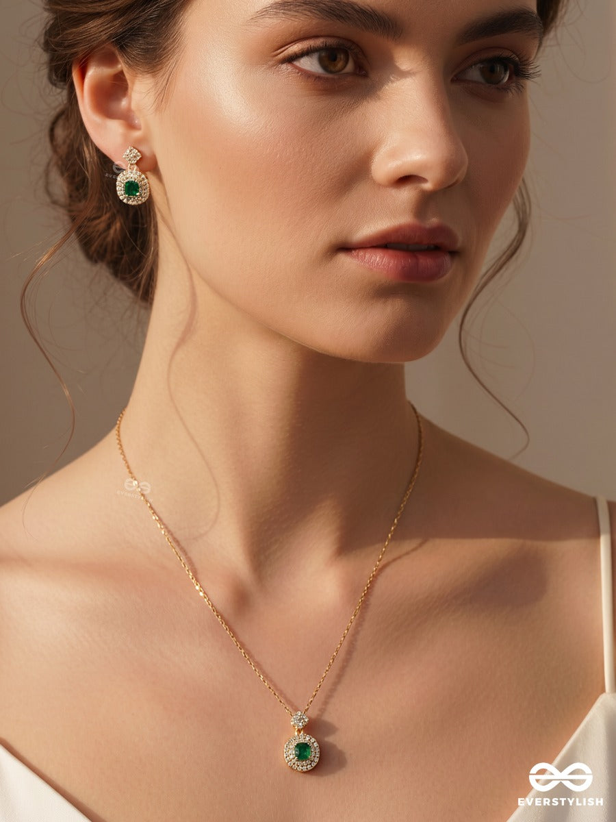 Jadelight – Halo Green Crystal Necklace & Earrings Set