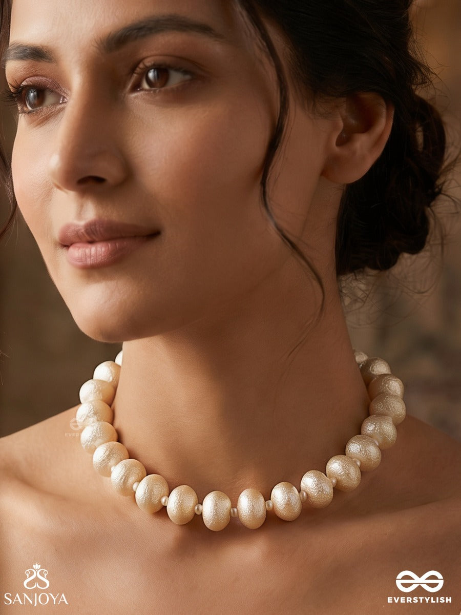 Shwetavali – White Row – Elegant Pearl Choker Necklace With Round White Bead Strands, Gold-Tone Extension Chain And Soft Classic Finish