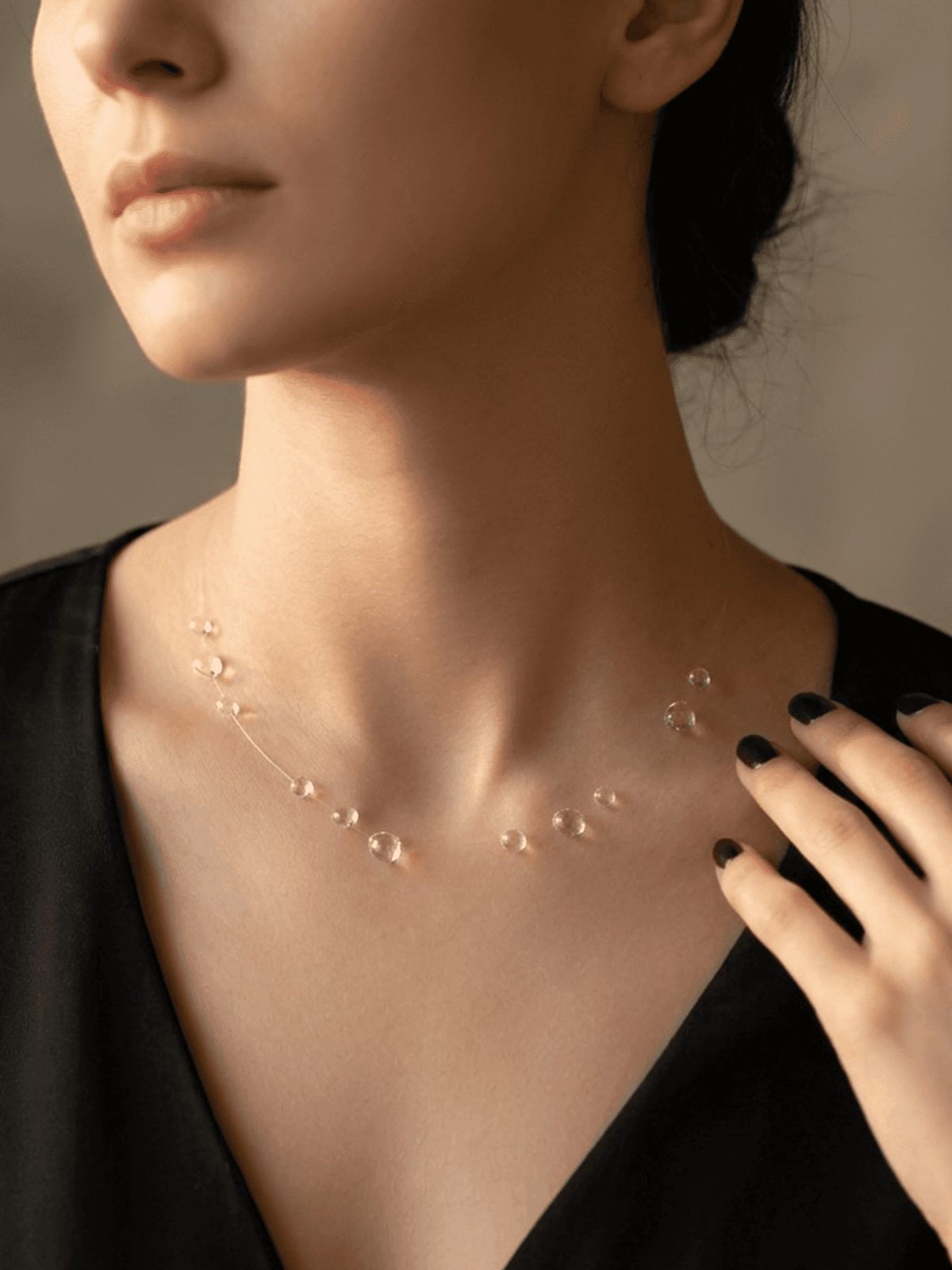 Rainlight - Dainty Clear Crystal Invisible-Style Chain Necklace