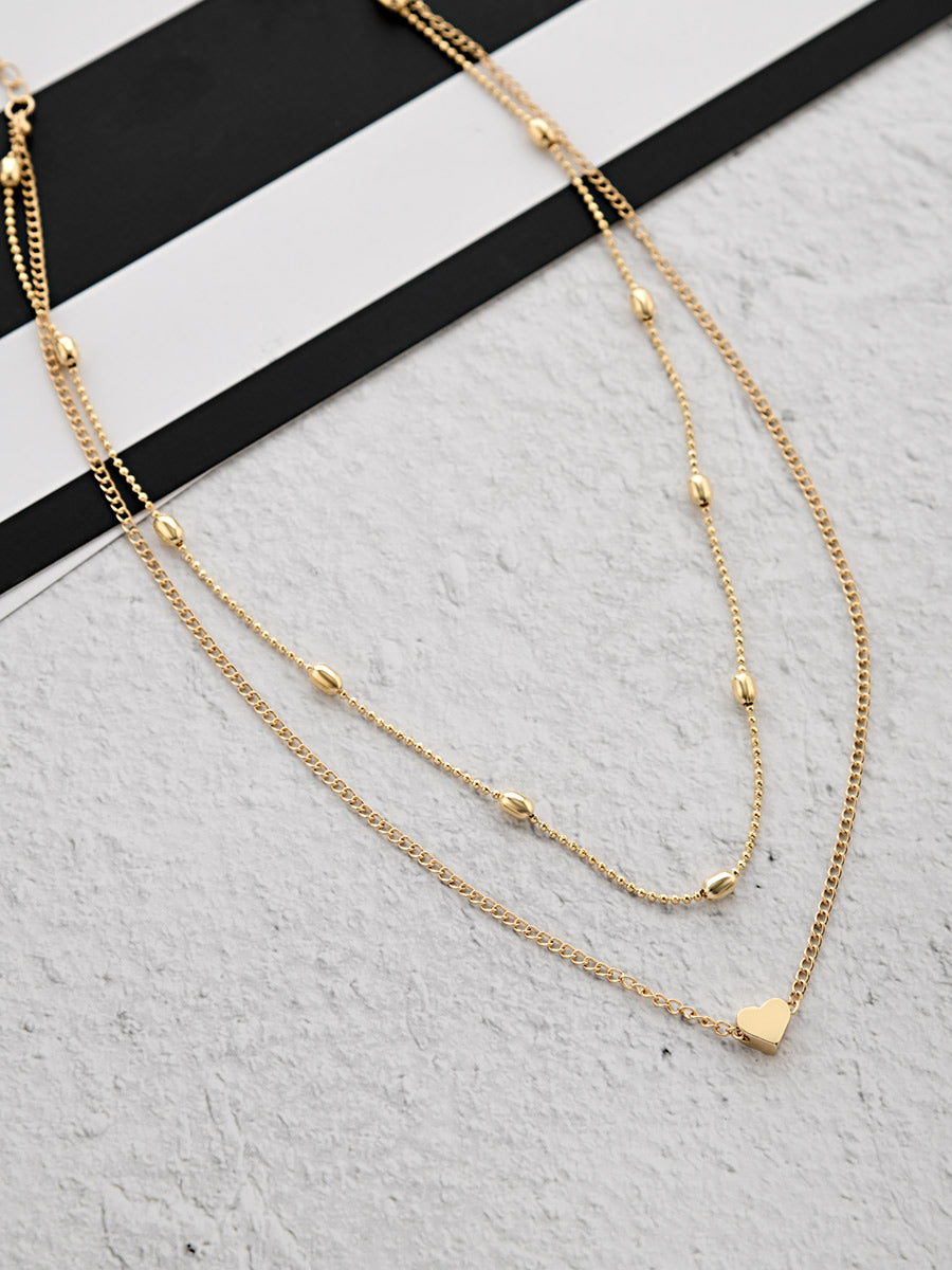 Charming Beauty Double Layered Heart Necklace