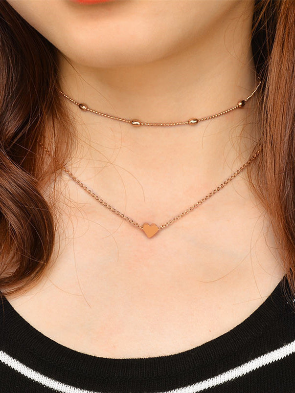 Charming Beauty Double Layered Heart Necklace