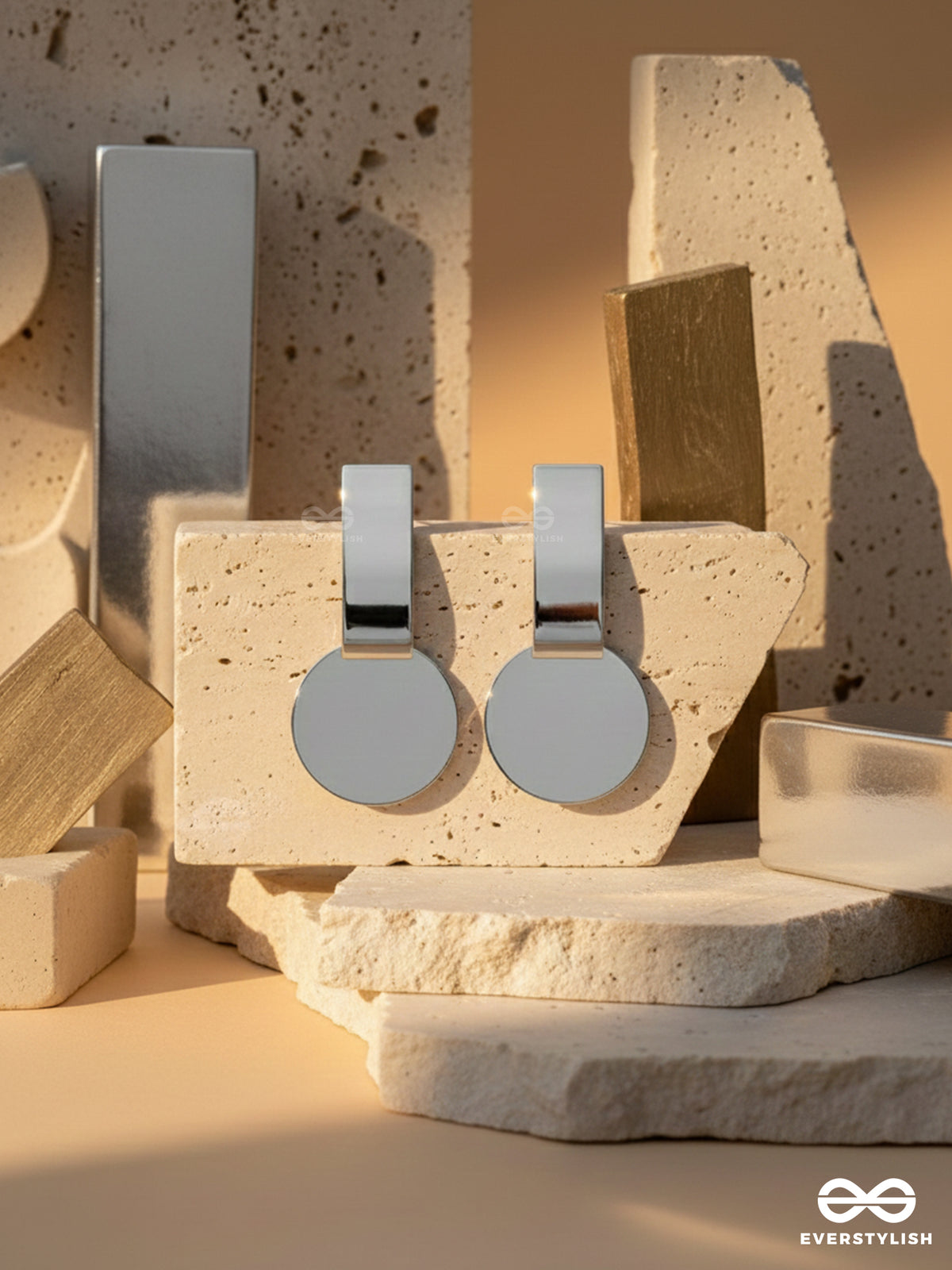 The Chic Geometry (Silver) - Statement Earrings