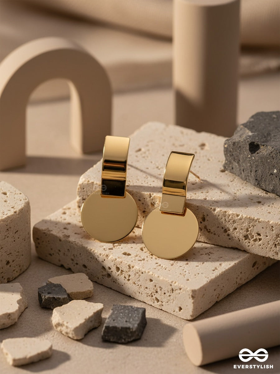 The Chic Geometry (Golden) - Golden Statement Earrings
