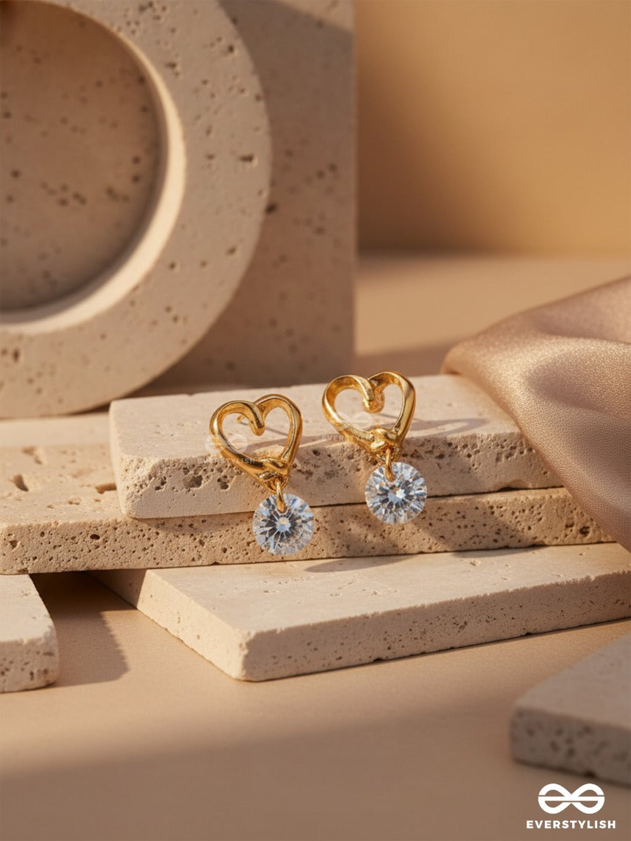 Entangled Heart Crystal Drop Earrings