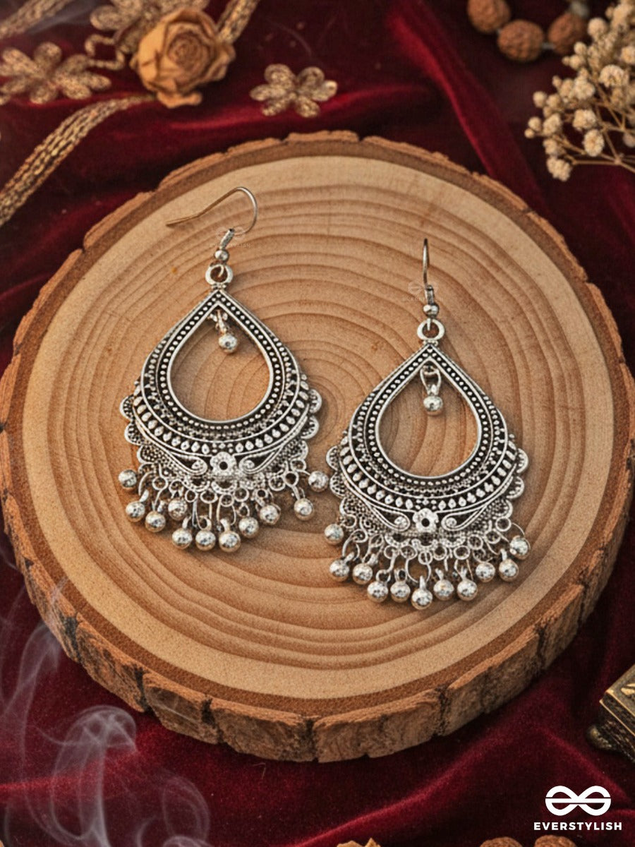 The Dazzling Droplet Danglers - Oxidised Boho Earrings