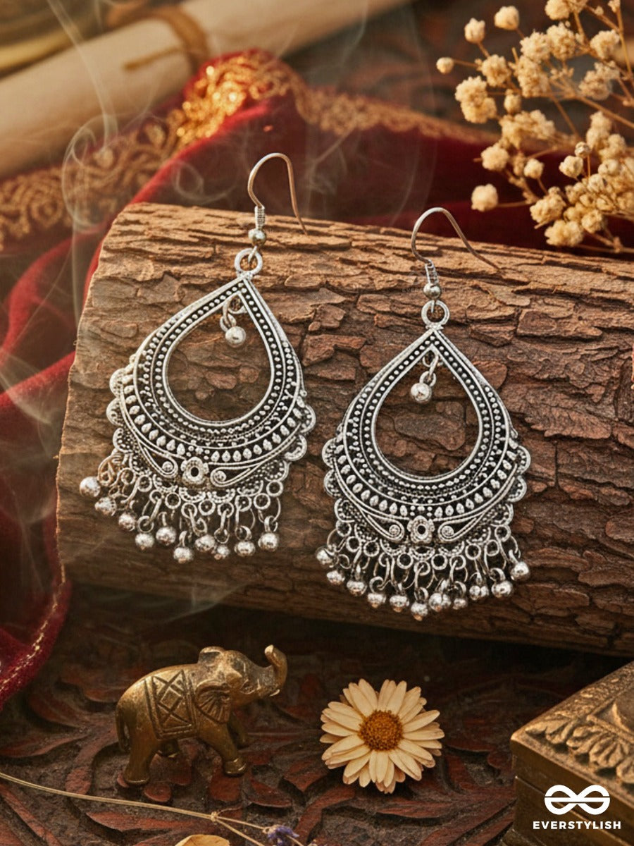 The Dazzling Droplet Danglers - Oxidised Boho Earrings
