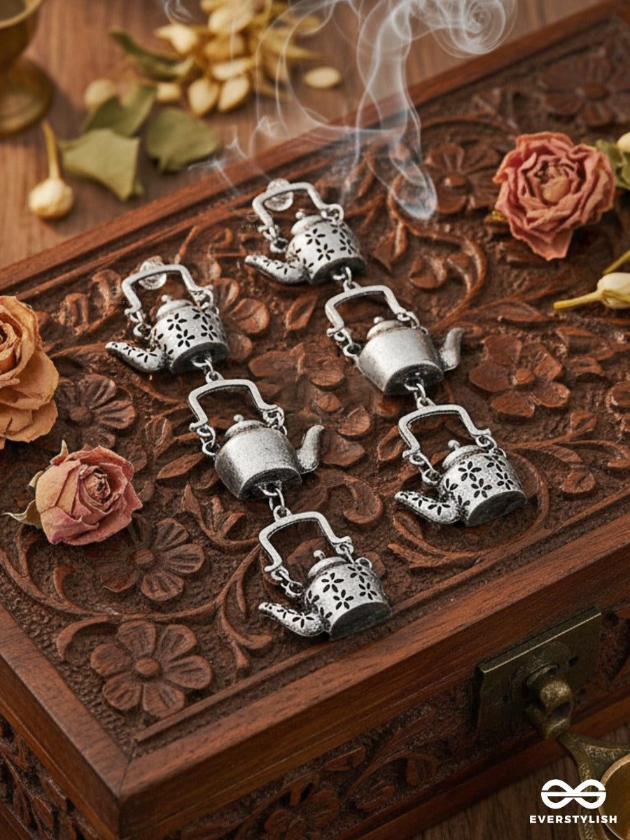 The Layered Kettle Danglers - Oxidised Boho Earrings