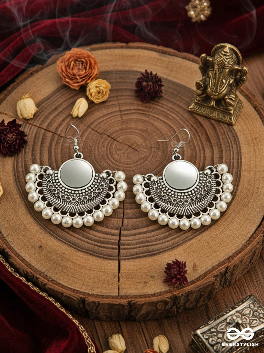 The Elegant Tribals - White - Oxidised Boho Earrings