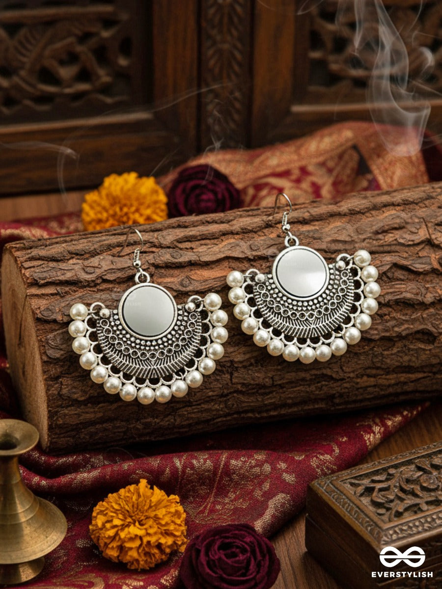 The Elegant Tribals - White - Oxidised Boho Earrings